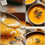 Simple easy butternut soup in a rustic bowl with creamy texture and golden-orange color.